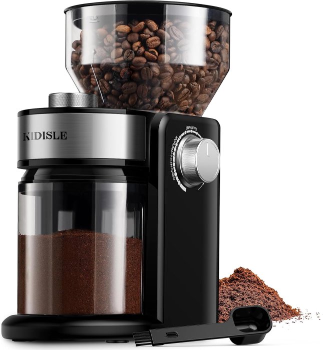 Electric Burr Coffee Grinder - 16 Settings, Stainless Steel