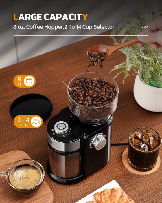 Electric Burr Coffee Grinder - 16 Settings, Stainless Steel (image 3)