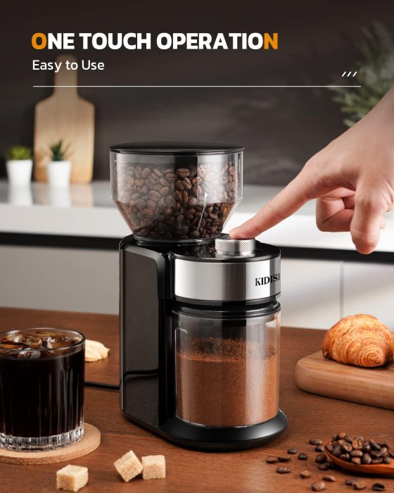 Electric Burr Coffee Grinder - 16 Settings, Stainless Steel (image 5)