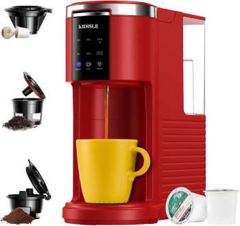 KIDISLE 3-in-1 Pod Coffee Maker (Red)