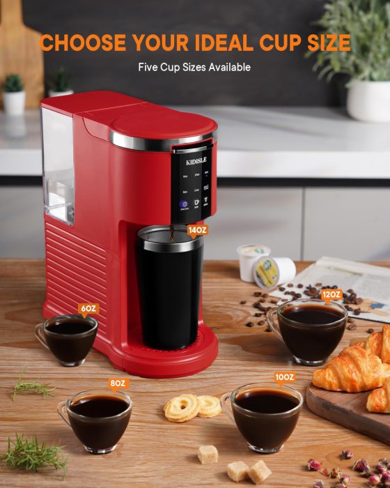 KIDISLE 3-in-1 Pod Coffee Maker (Red) (image 3)