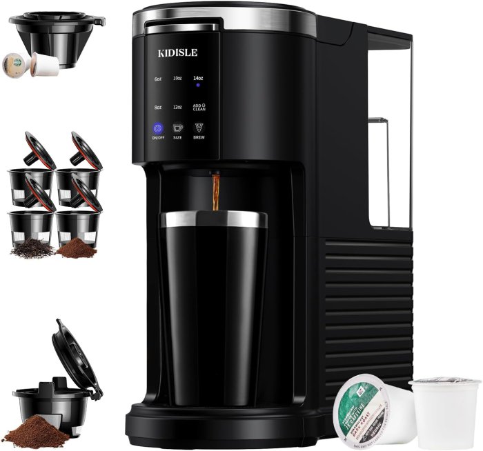 KIDISLE Single Serve Coffee Maker (Black)