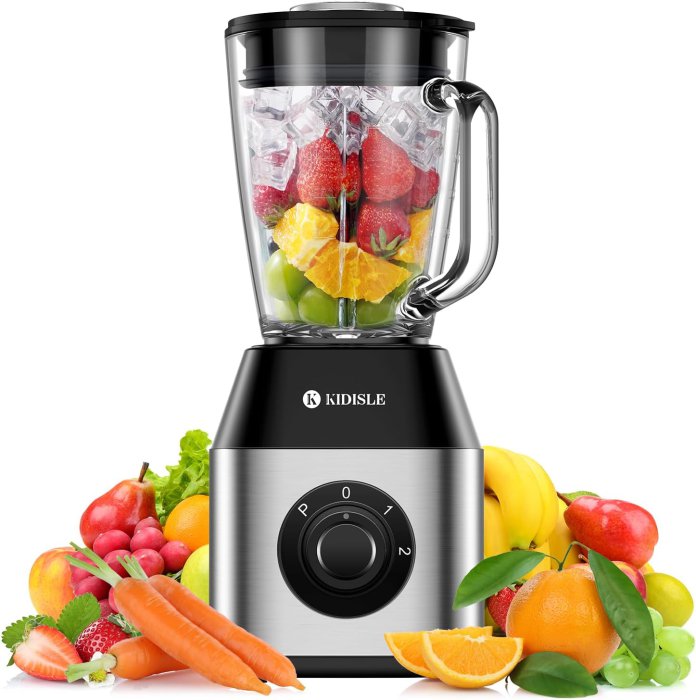 Powerful 1200W Blender with Glass Jar - Smoothies, Shakes, Ice Crush