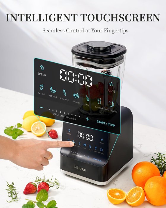 Powerful Smoothie Blender 1200W, 52oz Glass Jar, 9 Speeds, Dark Gray (image 5)