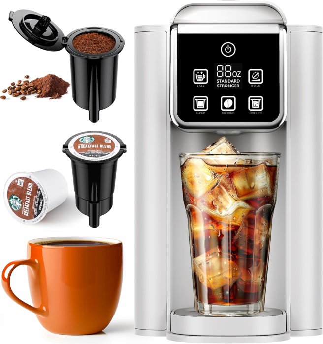 Single Serve Coffee Maker - 6-14 Oz Brew Sizes