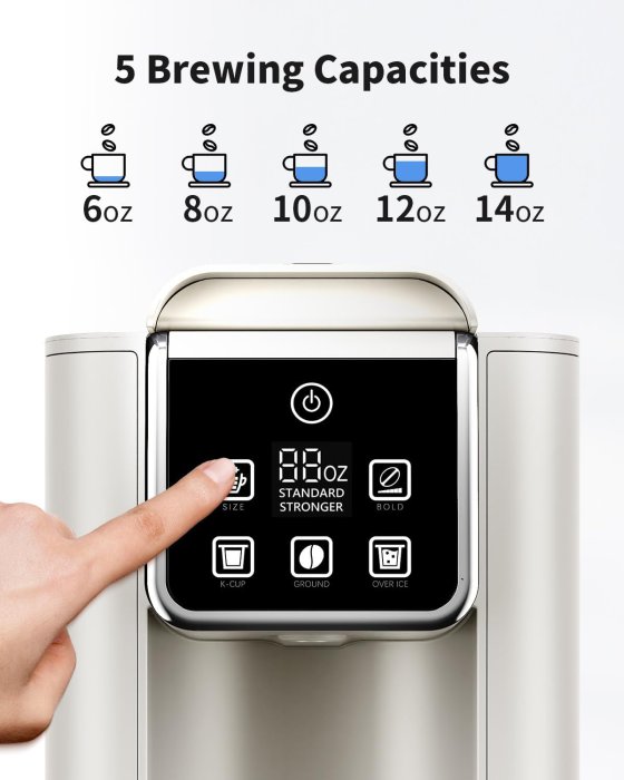 Single Serve Coffee Maker - 6-14 Oz Brew Sizes (image 3)